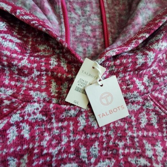 Talbots T by Talbots Nordic Pink Snowflakes Fleece Sweater Size L - Picture 5 of 9